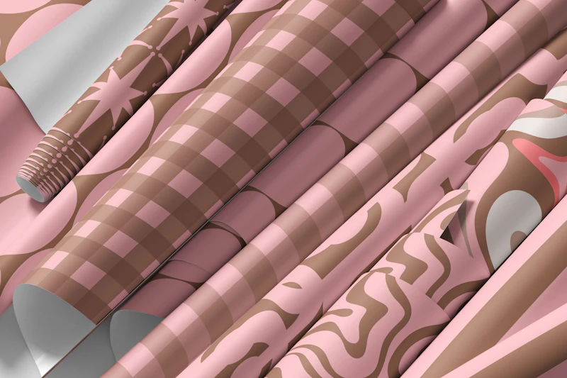 Mocha Brown and Blush Pink Retro Contemporary Patterns