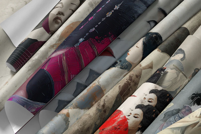 Peintures murales de geishas japonaises