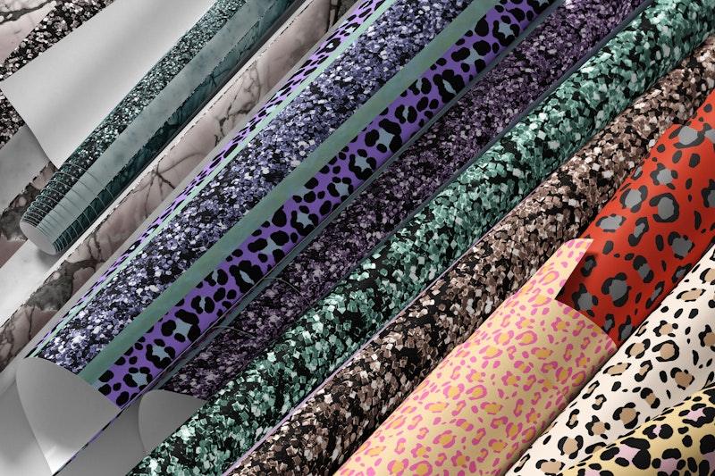 Strisce glamour glitterate effetto marmo leopardato