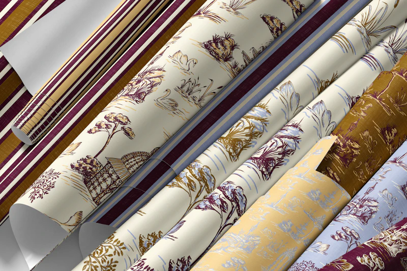 Modern Toile And Stripes Coordinated