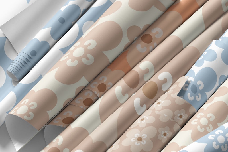 Fleurs Scandi de Mimi &amp; Lulu / Nuages Scandi de Bebe Motifs pour enfants pastel atténués et rayures coordonnées