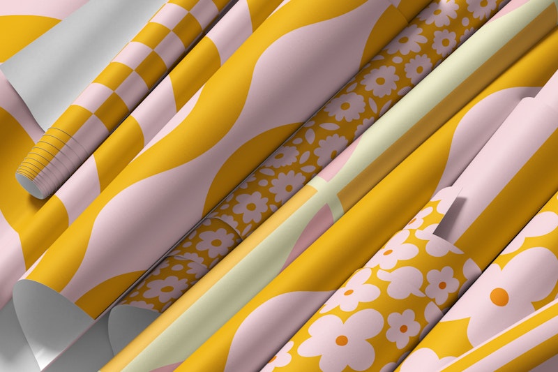 Auffällige Retro-Modern-Designs in Pink, Gelb und Orange