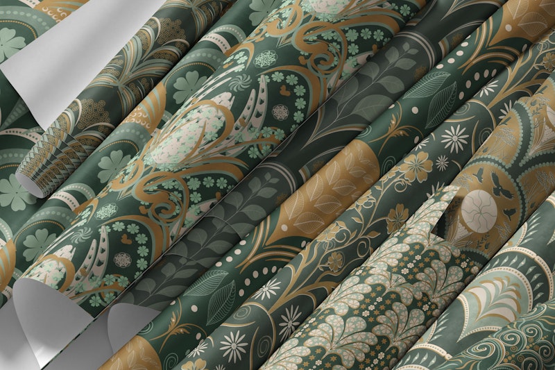 Smaragdgroene Art Deco Botanische