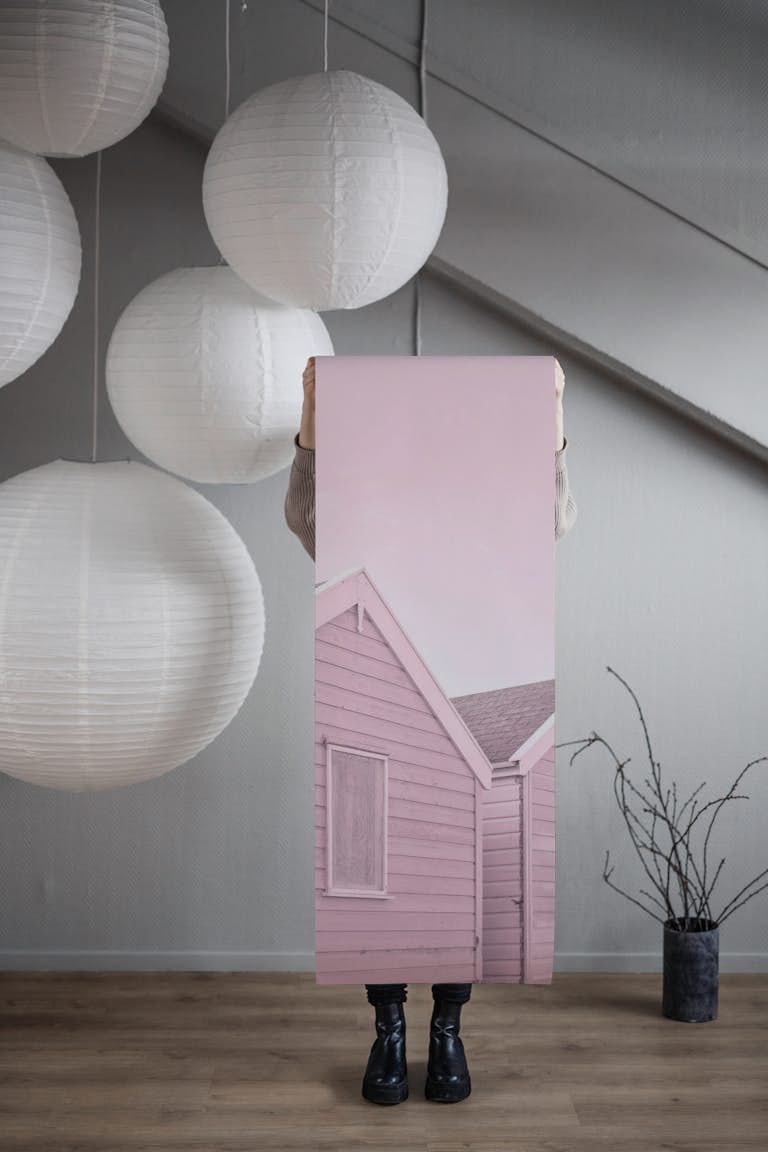 Pink Beach Huts papel pintado roll