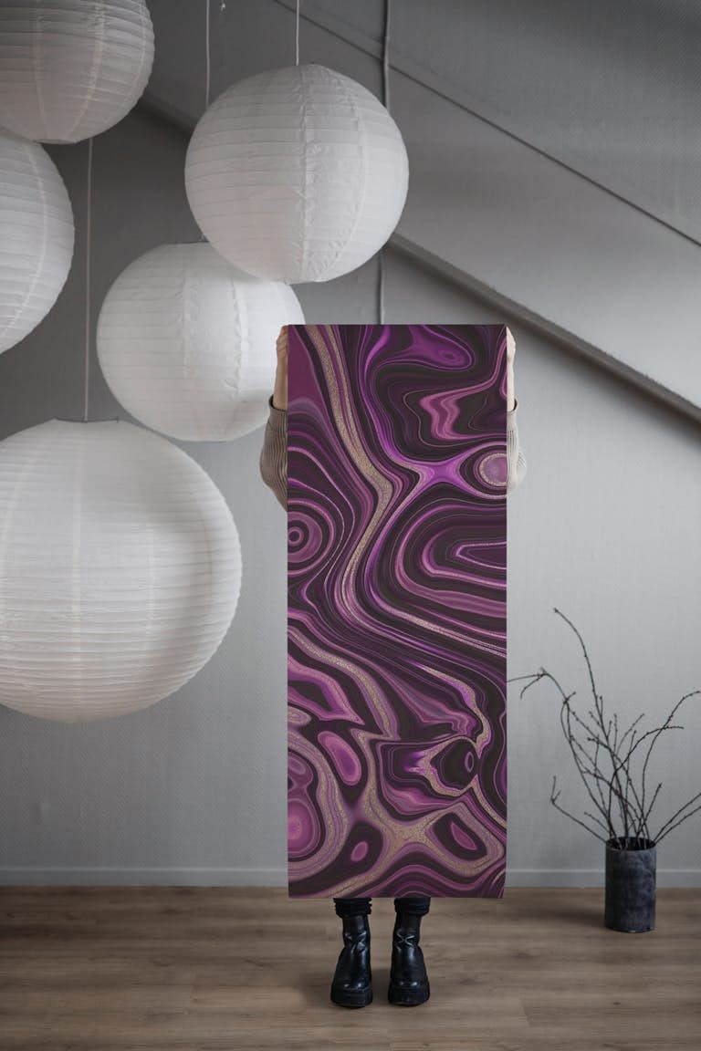 Purple Glamour Marble behang roll