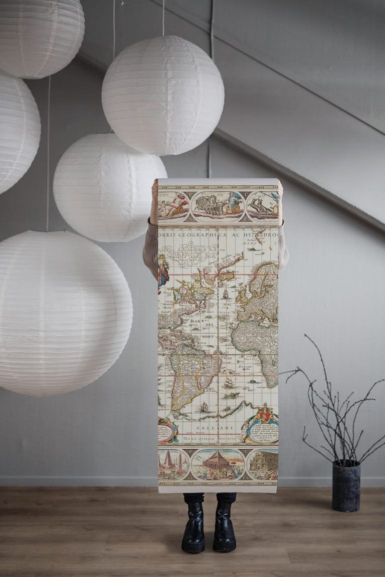 Vintage World Map Antique tapet roll