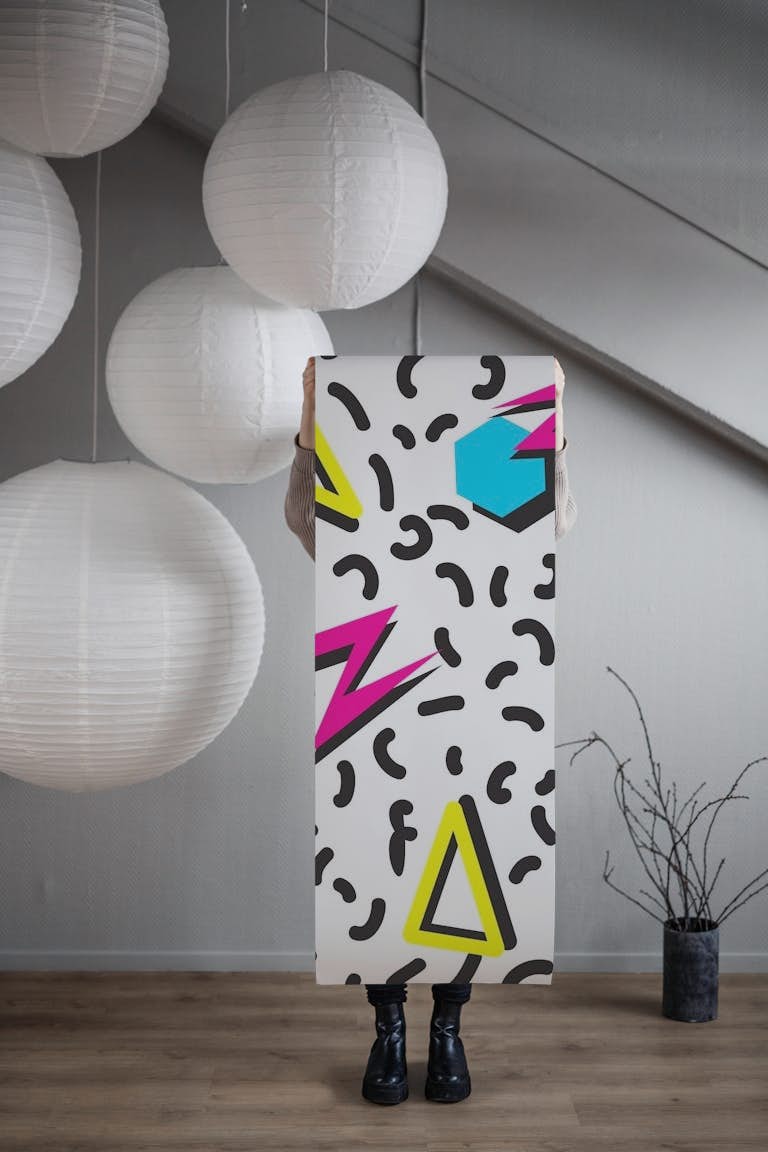 Trendy Neon Vintage Geometry papel de parede roll