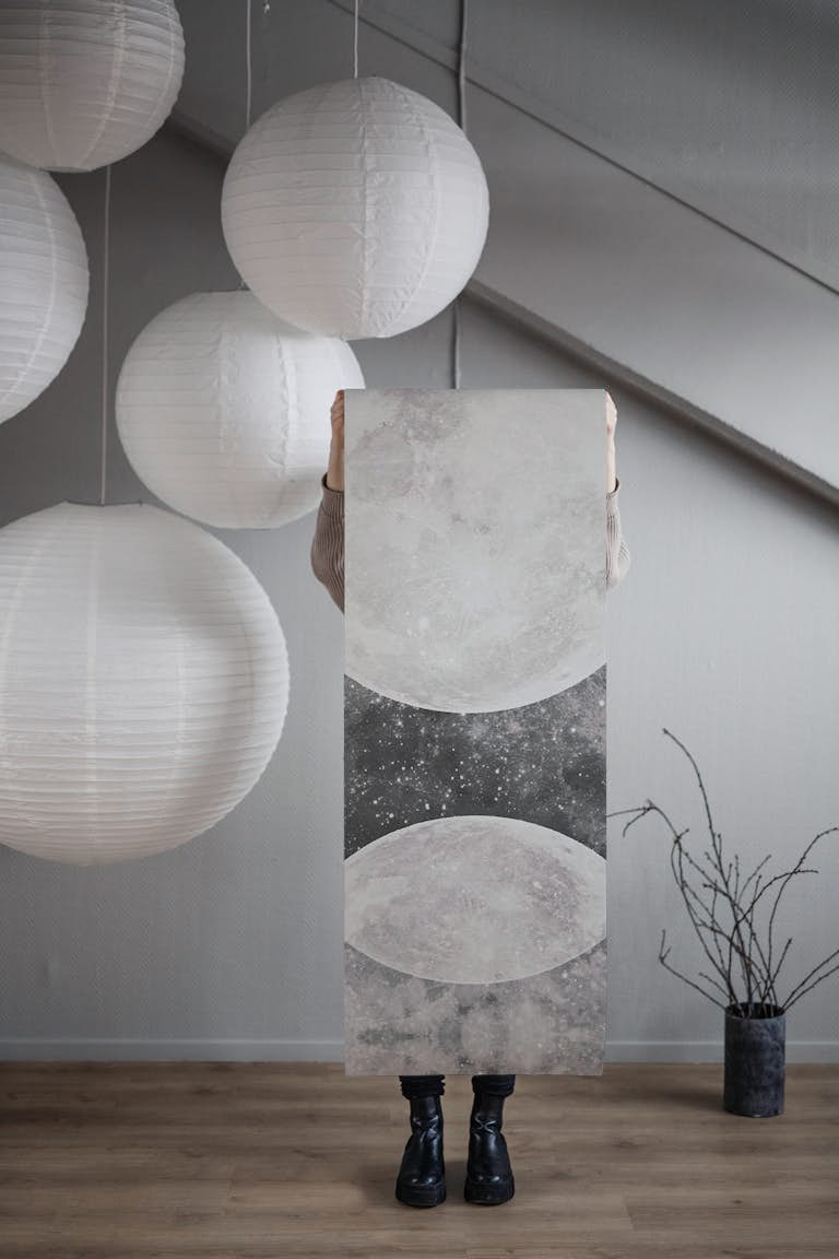 Monochromatic Moon Phases behang roll