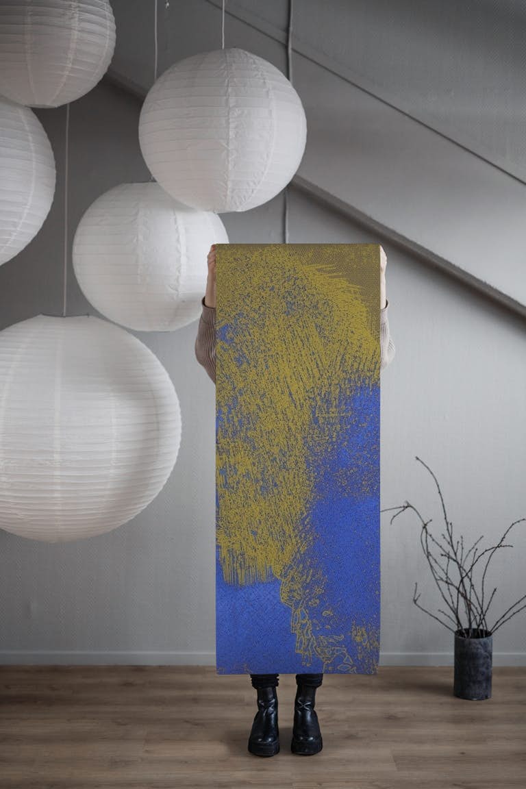 Blue Gold Abstract Texture Art tapet roll