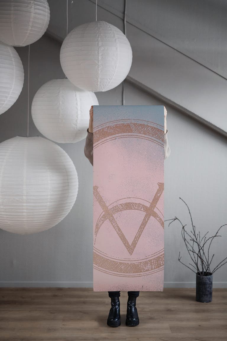 Gold Moon on Pink Wallpaper tapetit roll