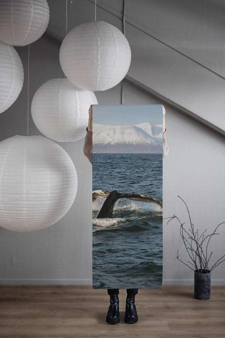 The whale in the fjord carta da parati roll