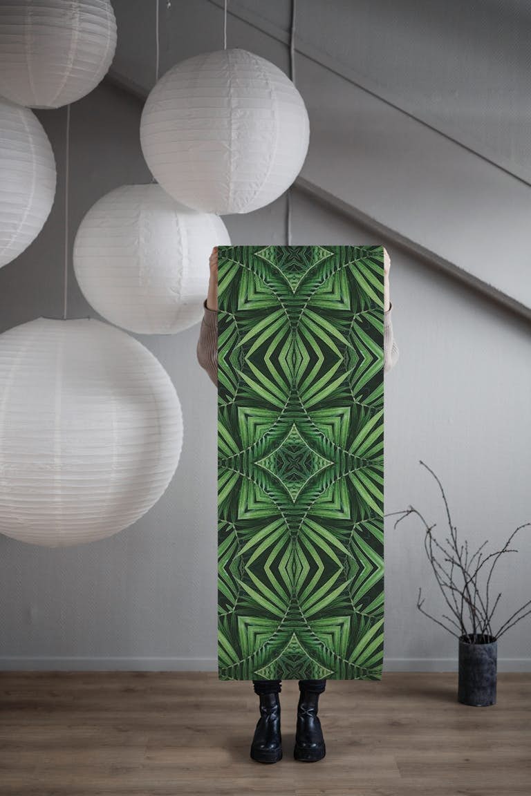 Tropical Green Jungle Tiles papel pintado roll