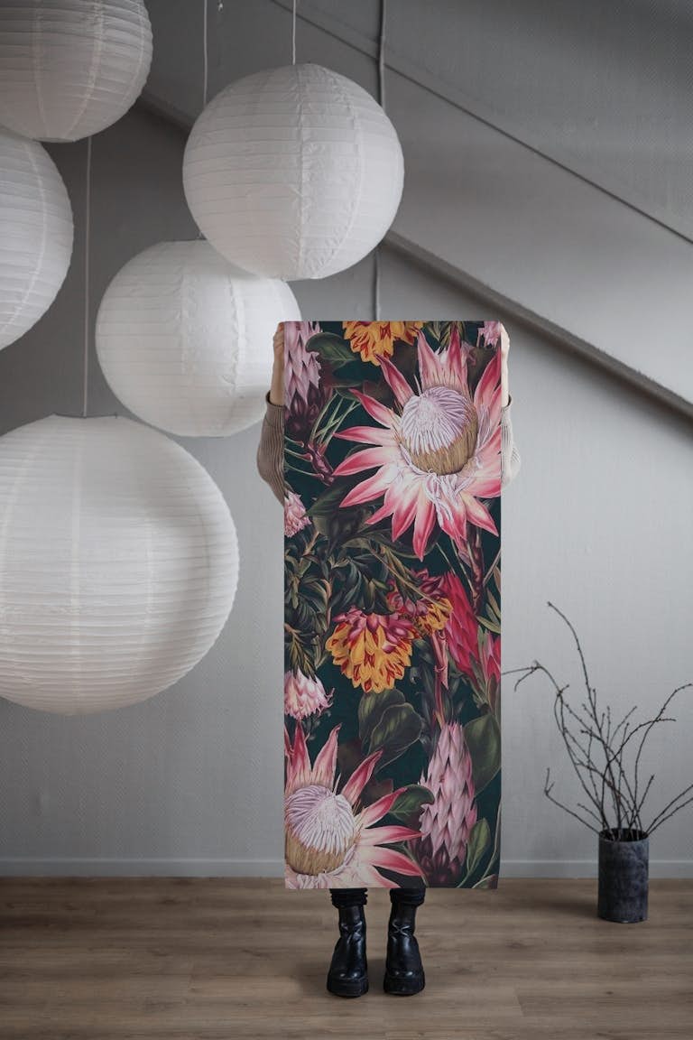 Protea Floral-Night Pattern II tapete roll