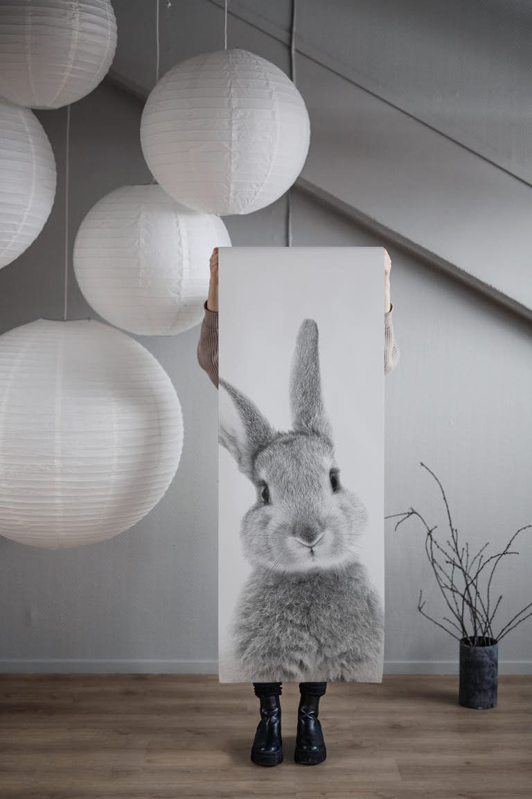 Peekaboo Bunny BW wallpaper roll