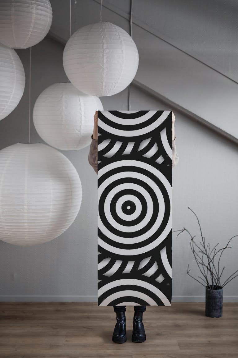 Black White Pop-Art Circles tapety roll