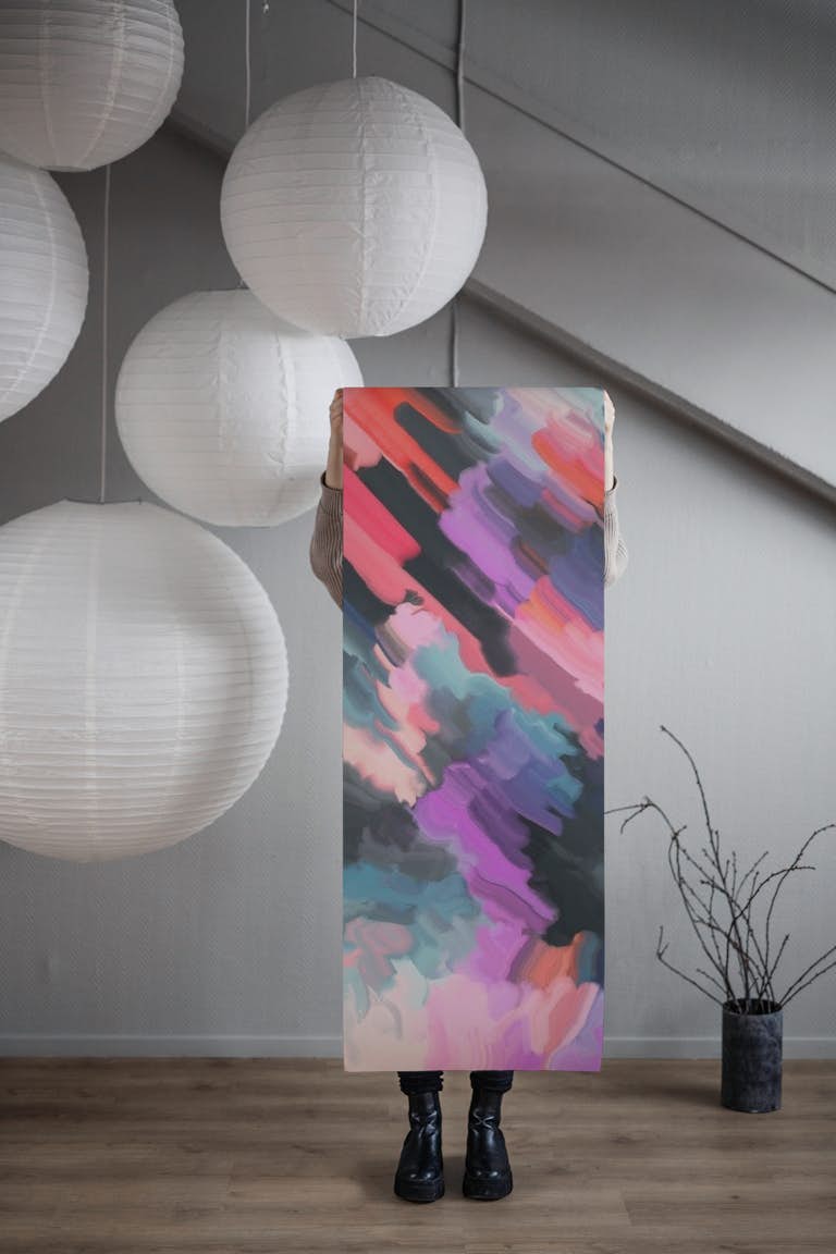 Colorful modern paintstrokes behang roll