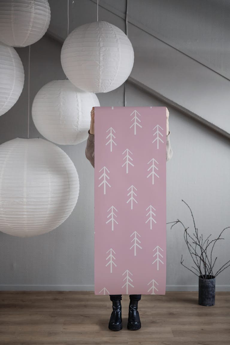 Forest dusky pink big papel de parede roll