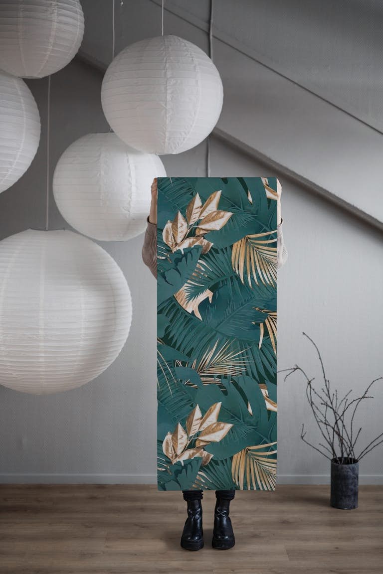 Jungle Glamour Palm Leaves papel de parede roll