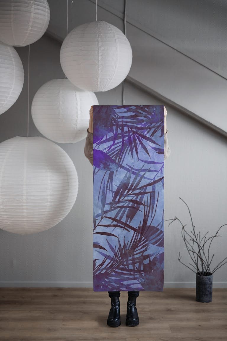 Blue Purple Jungle Art tapetit roll