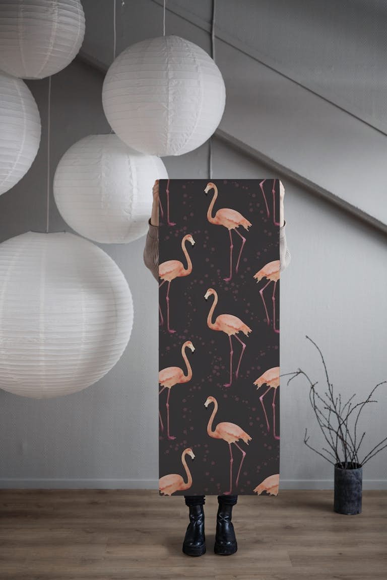 The Flamingo Dance fuchsia tapete roll