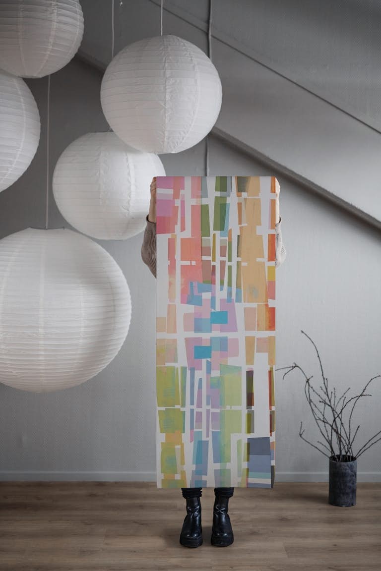 Landscape in Colored Blocks papel de parede roll