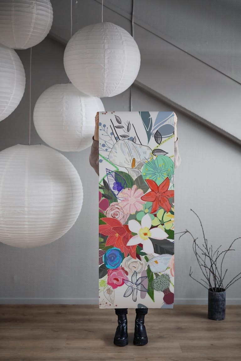 Colorful Mix Flower behang roll