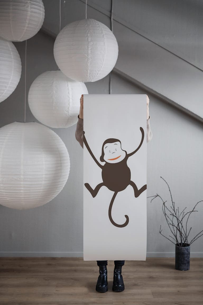 White Wall Monkey print tapetit roll