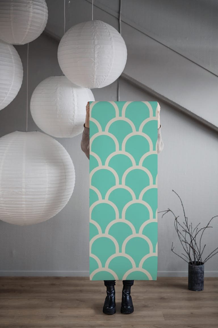 Scallop Green wallpaper roll