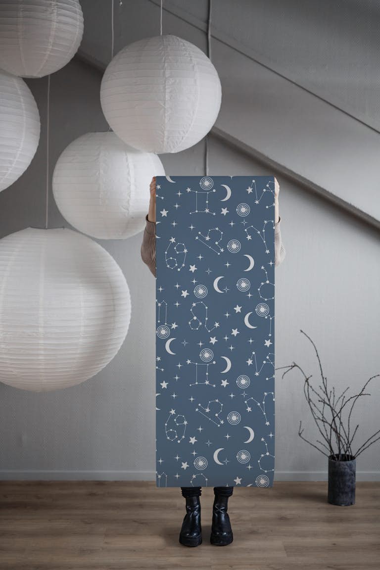 Stars and Constellations Blue behang roll