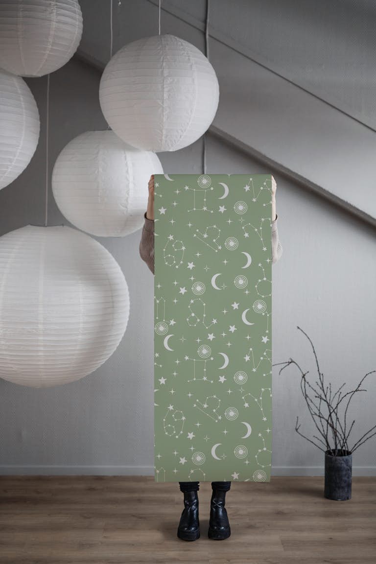Stars and Constellations Green behang roll