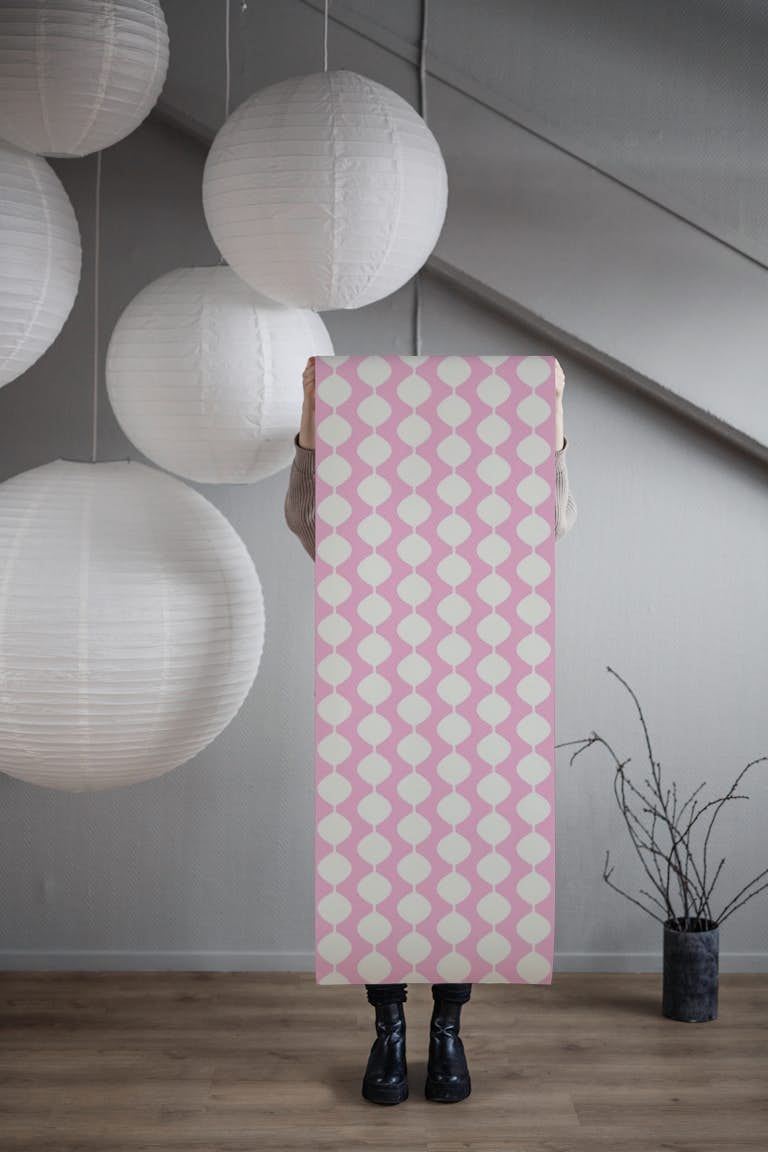 Pink retro pattern tapetit roll