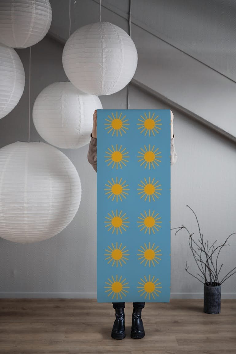 Suns on Blue wallpaper roll
