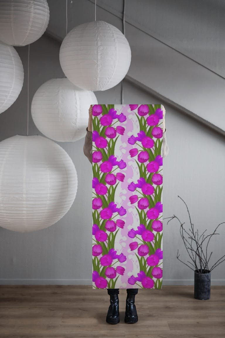 Pink and Purple Tulips 1 papiers peint roll