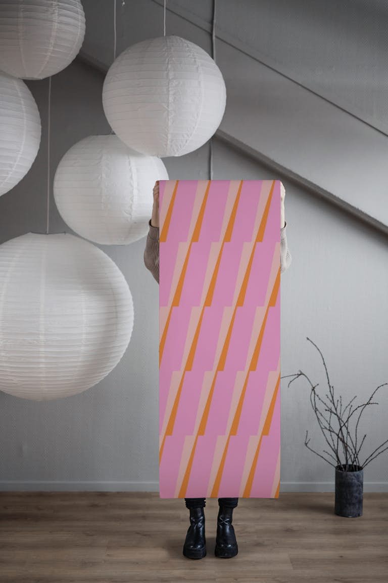 Pink and Orange Geometric Shapes Pattern papel pintado roll