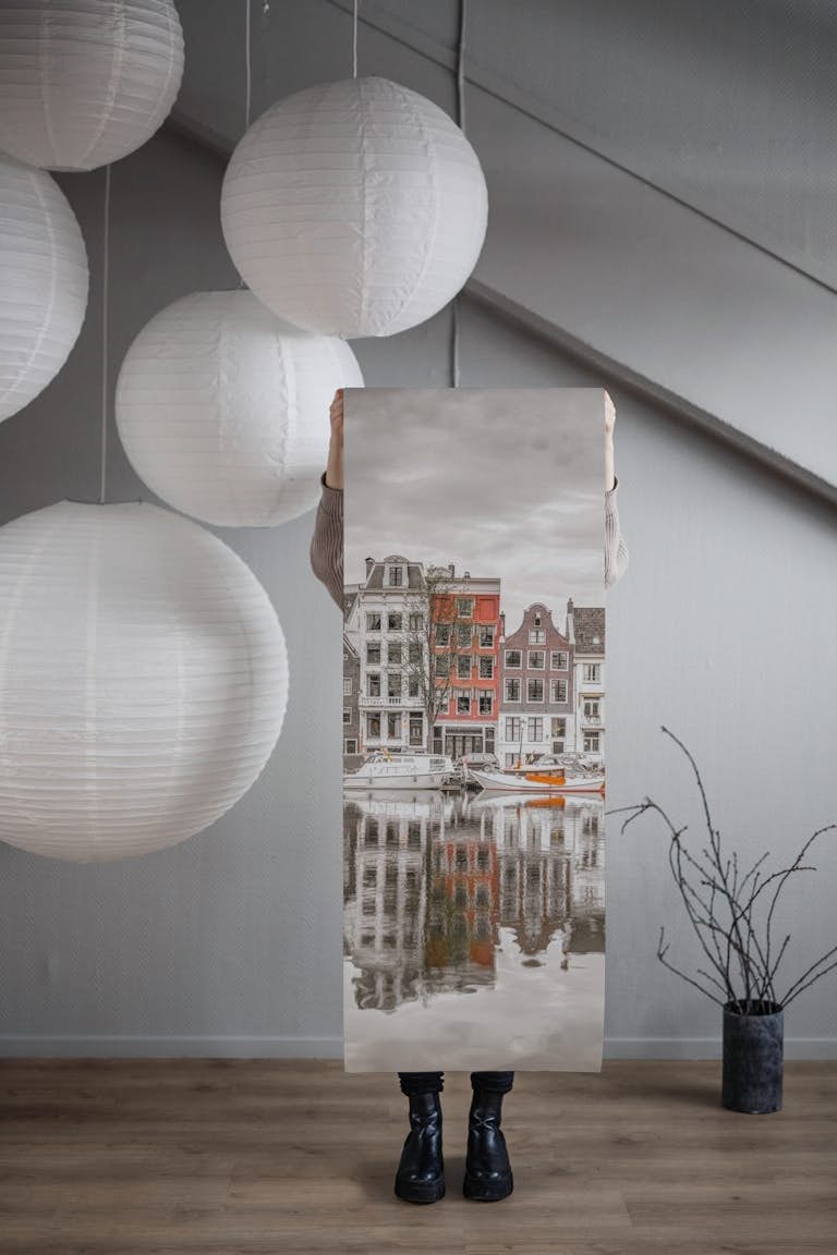 Amsterdam townhouses wallpaper roll