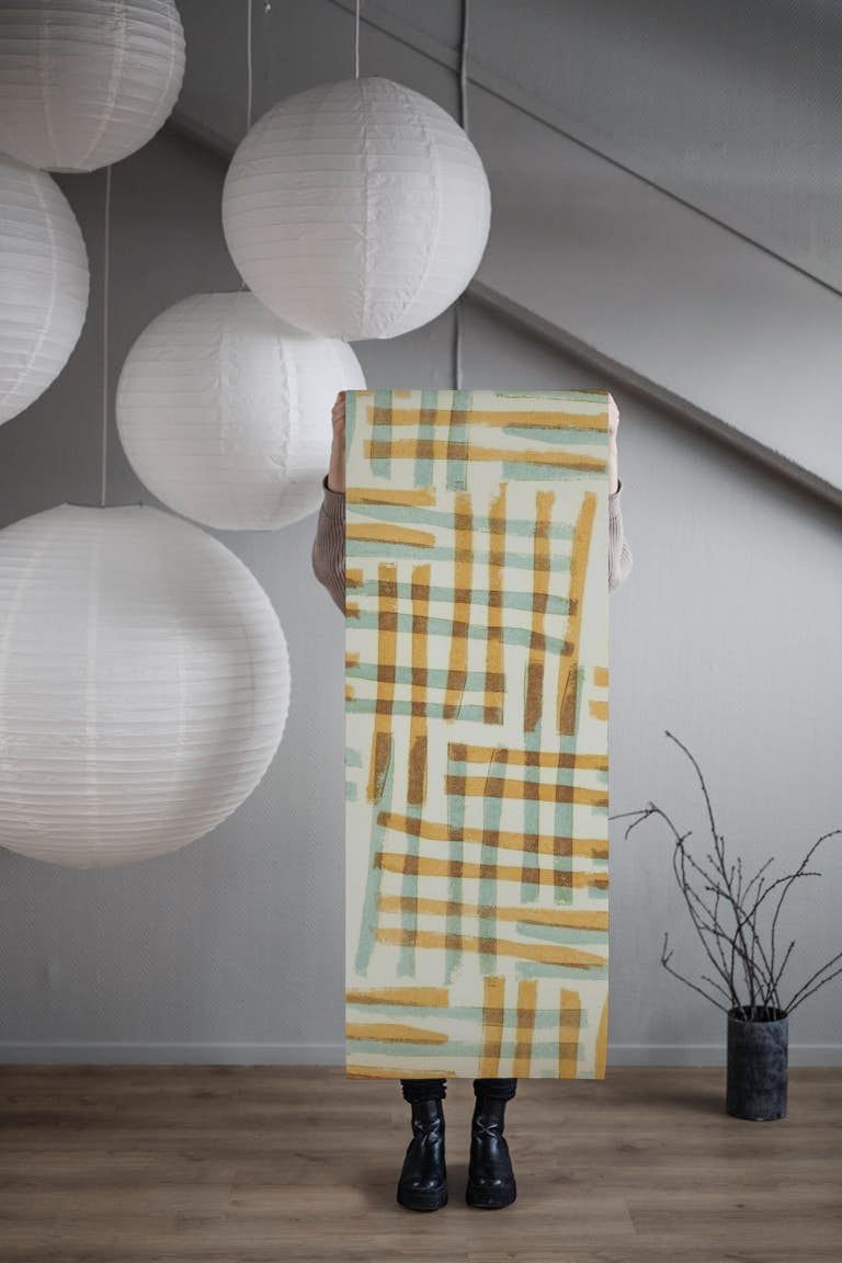 Abstract Linocut Pattern #7 behang roll