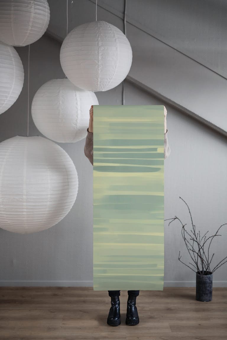 Pastel Colored Brush Strokes In Yellow Green papel pintado roll