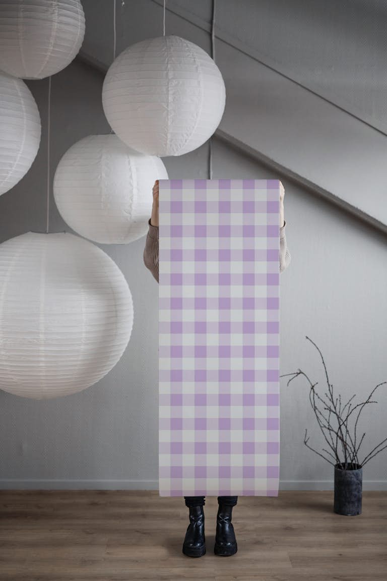 Lilac Gingham tapet roll