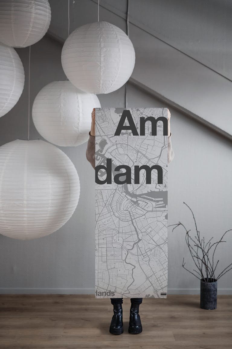 Amsterdam - Minimal Map tapeta roll