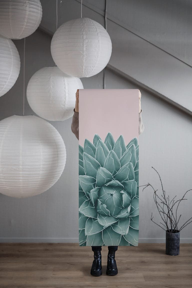 Blush Green Agave Chic 1 papel de parede roll