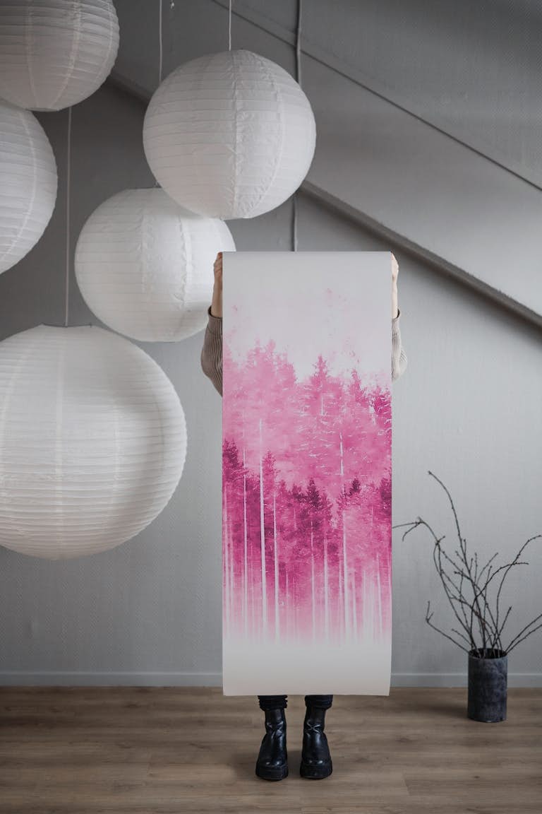 Japanese Pine Forest Magenta papel pintado roll