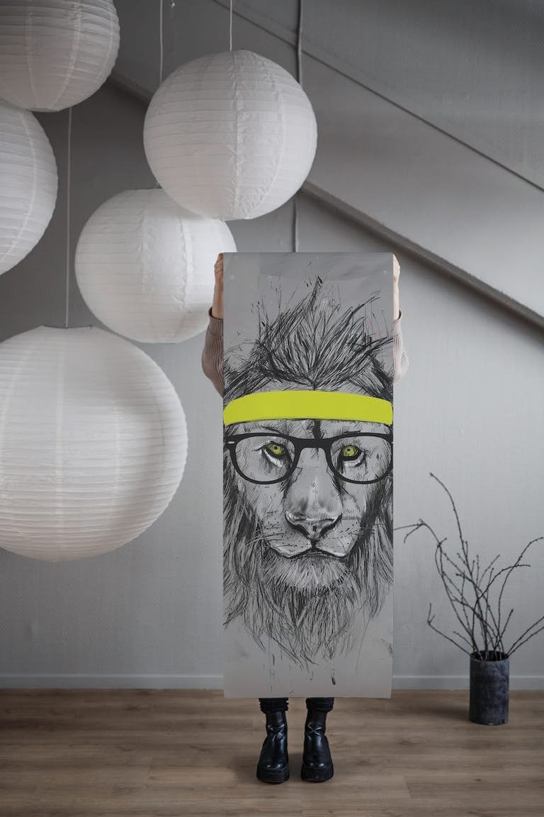 Hipster lion behang roll