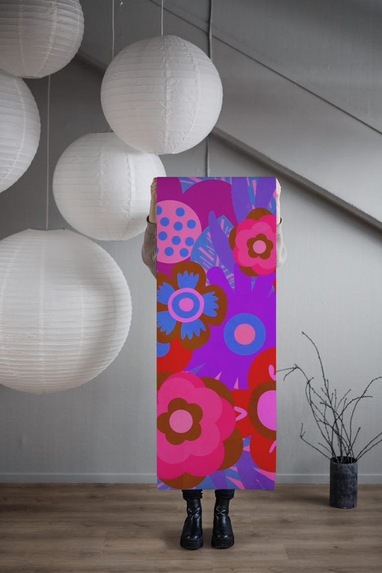 Neon Watercolor Mid-Century Abstract Meadow tapet roll