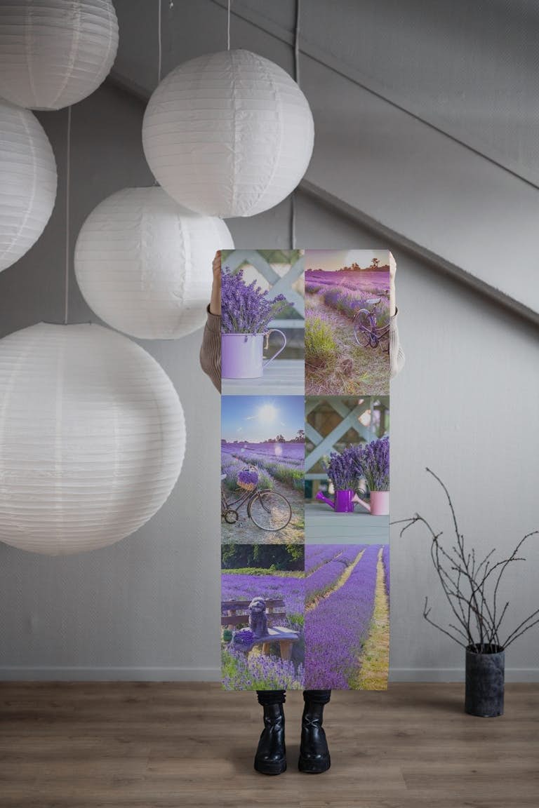 Lavender Collage papel de parede roll