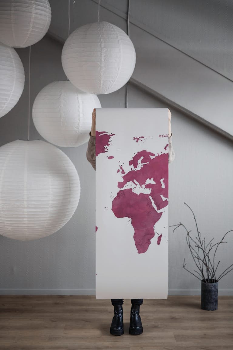 World Map 3 Purple papel de parede roll
