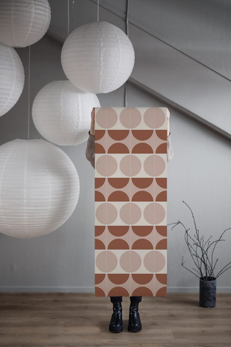 Cotto Tiles Cinnamon and Powder Optical papel de parede roll