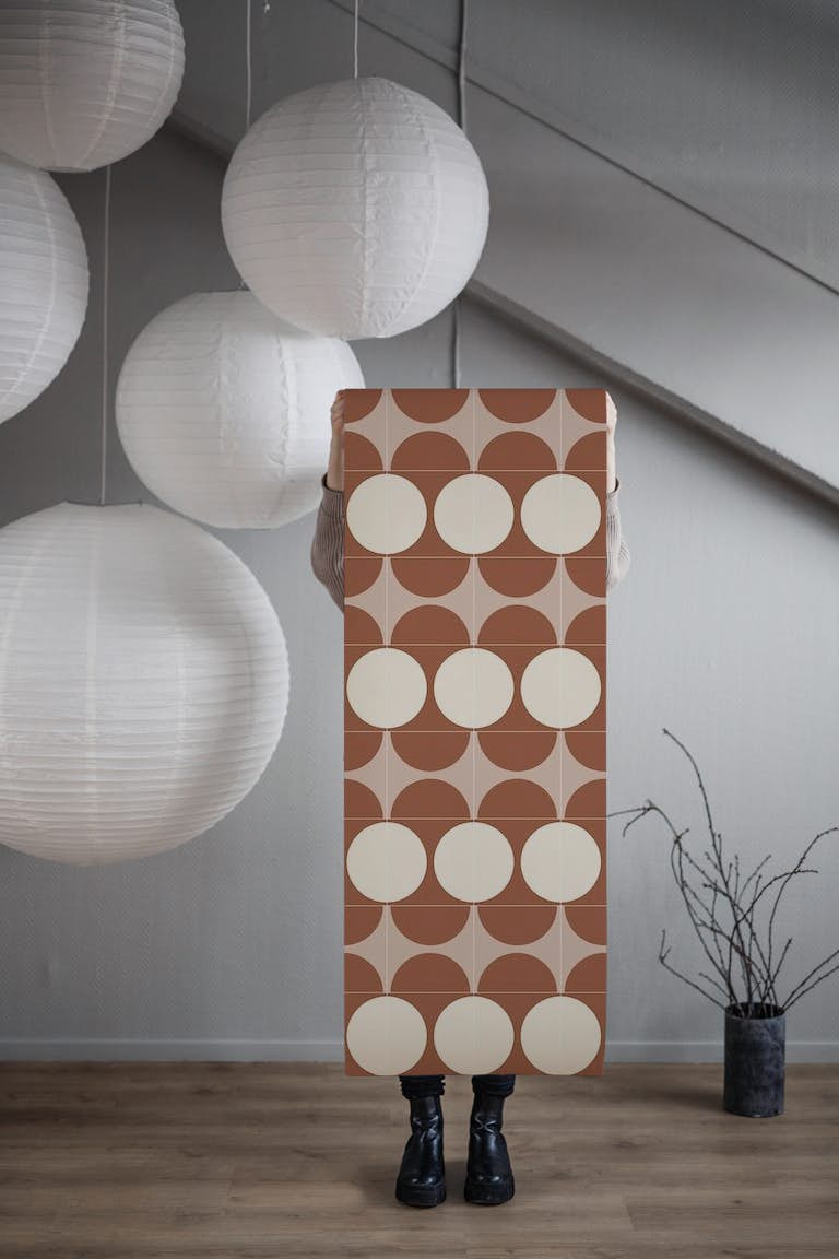 Cotto Tiles Cinnamon and Cream Optical papel de parede roll