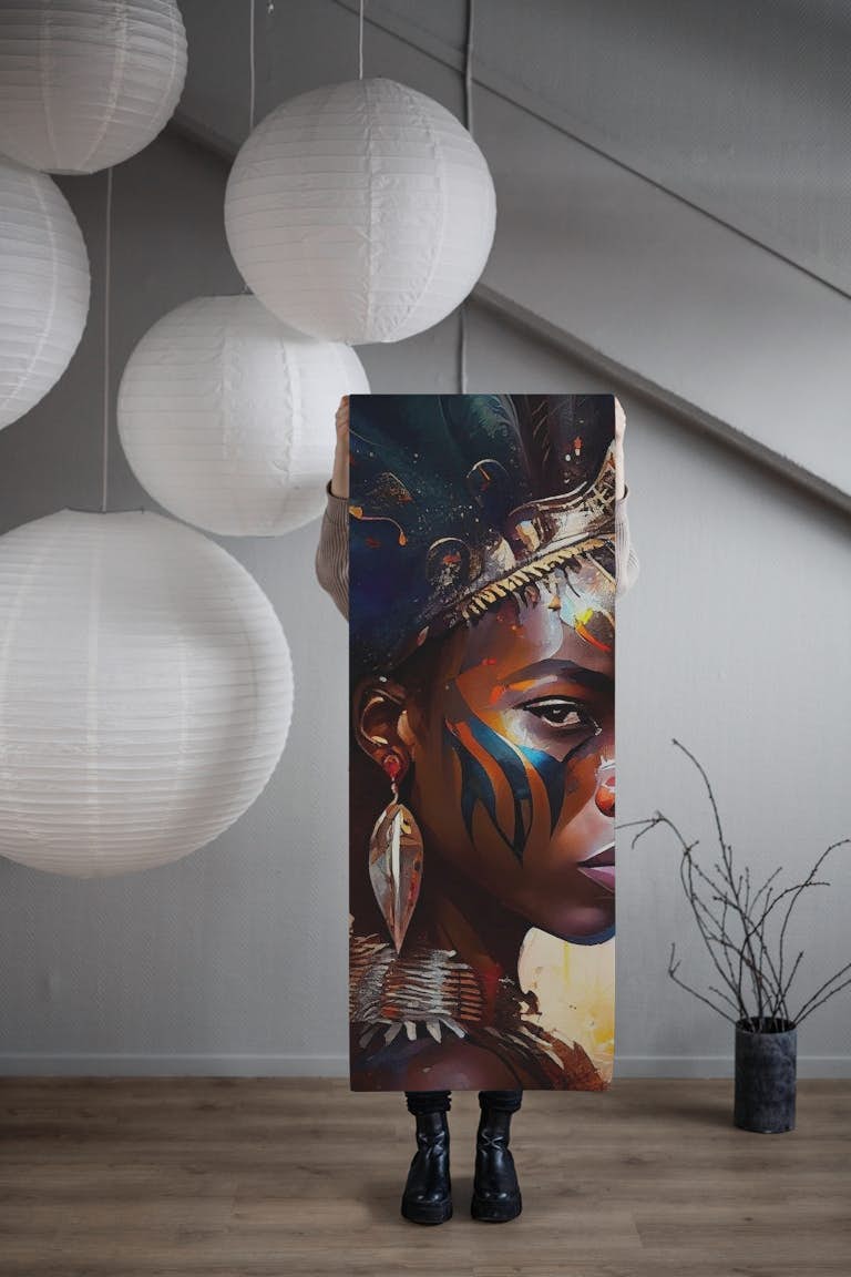 Powerful African Warrior Woman #4 papel pintado roll