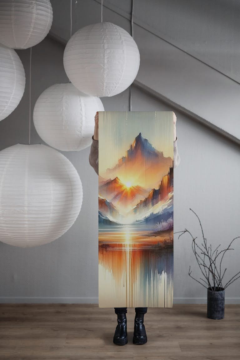 Watercolor Abstract Mountains Landscape papel pintado roll