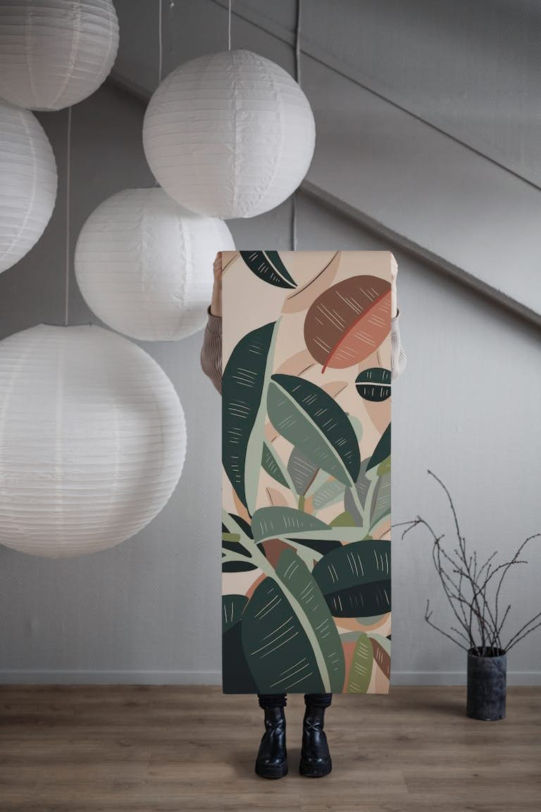 Simple botanical digital painting B papel de parede roll